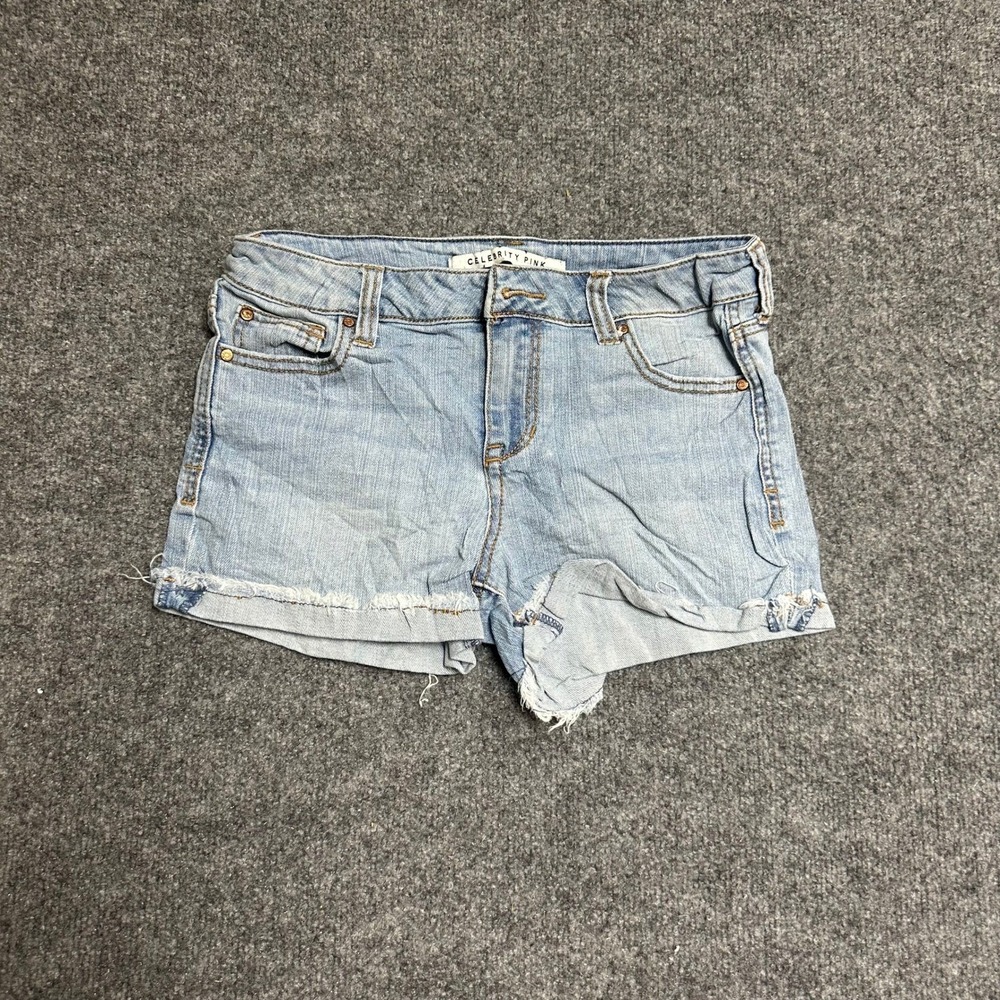 Celebrity Pink Denim Shorts Womens Size 3/26 Light Wash Raw Hem Frayed Jean
